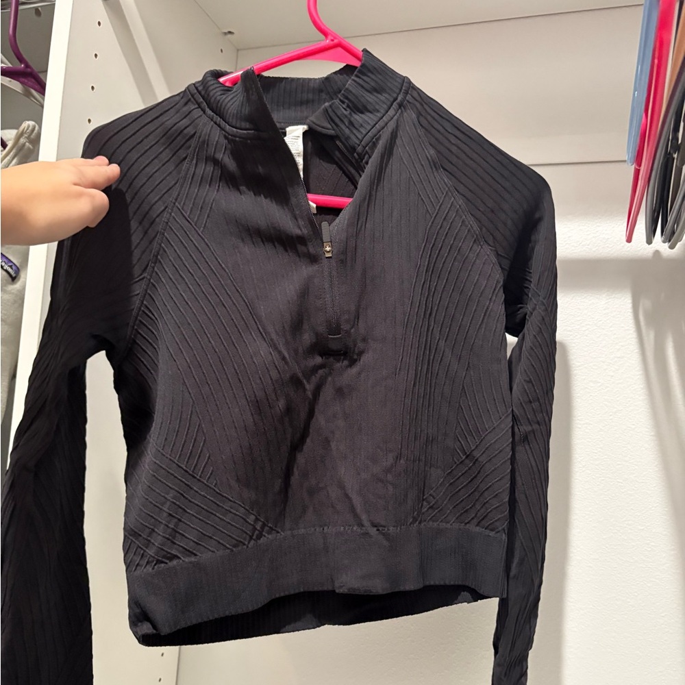 Lululemon Athletica Black Ribbed quarter zip top